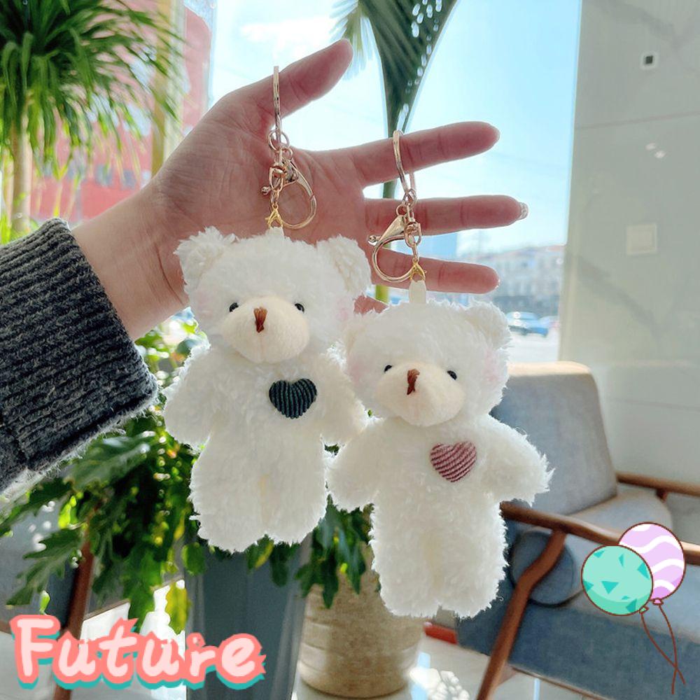 Móc Khóa Hình Gấu Mini Bằng Cotton Mềm Dễ Thương