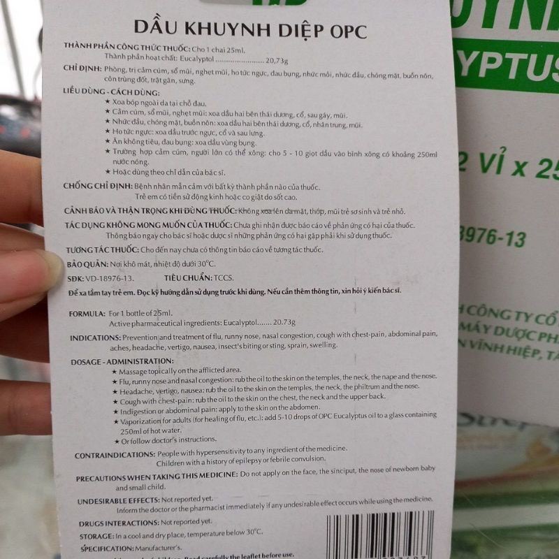 Dầu khuynh diệp OPC