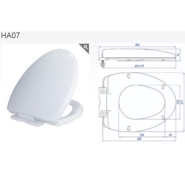 Nắp bồn cầu rơi êm kích thước 36x46cm bảo hành 3 năm