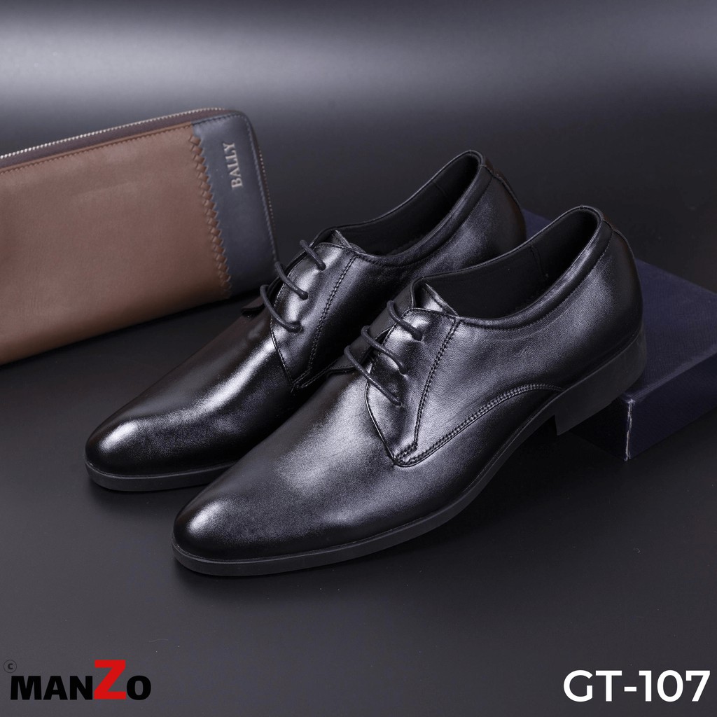 [DA BÒ THẬT] Giày công sở dây buộc tăng chiều cao - Giày nam da bò thật - Bảo hành 12 tháng - GT 107 Manzo store