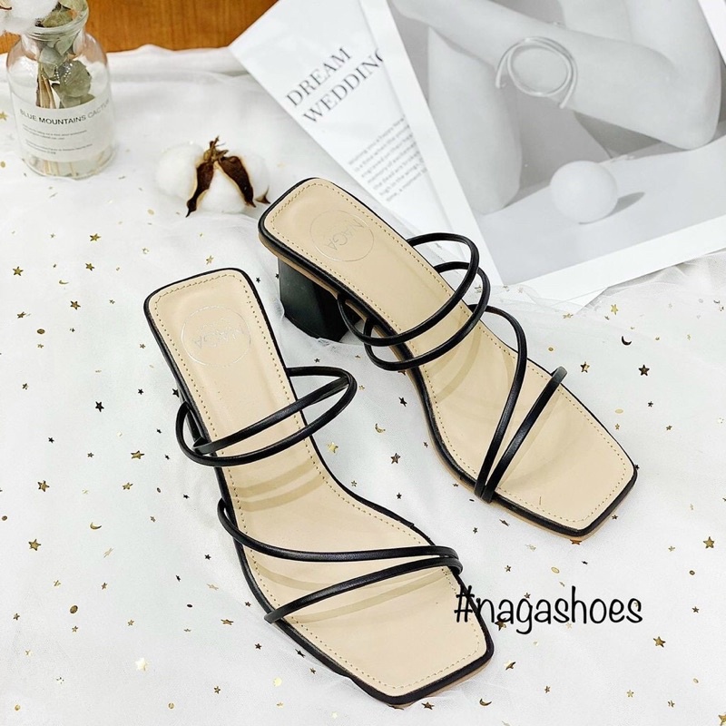 dép lê nhiều dây gót trụ 5p siêu chảnh chất đẹp chuẩn hình!!