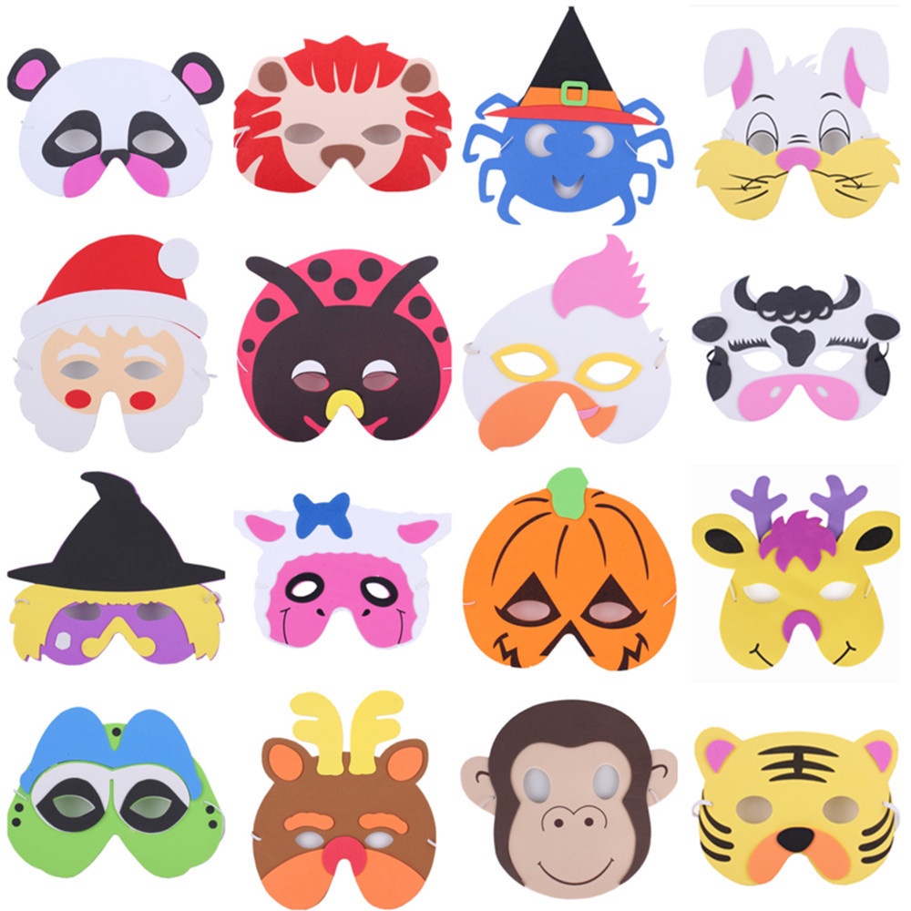 Mặt nạ hóa trang halloween cho bé mầm non bằng xốp eva co dây đeo