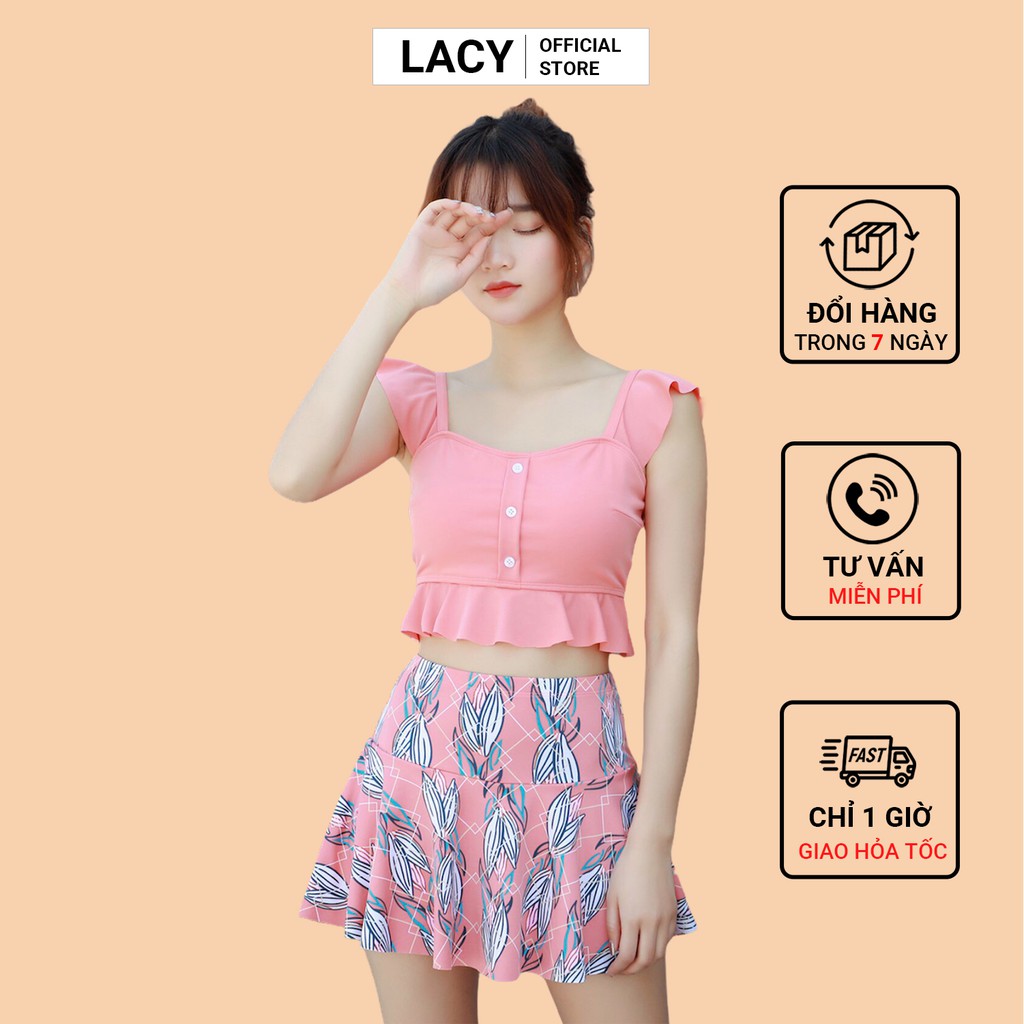Đồ Bơi Nữ 2 Mảnh Áo Có Đệm Quần Váy Có Quần Đùi Mặc Đi Bơi Tắm Biển Mùa Hè Trẻ Trung B119 LACY