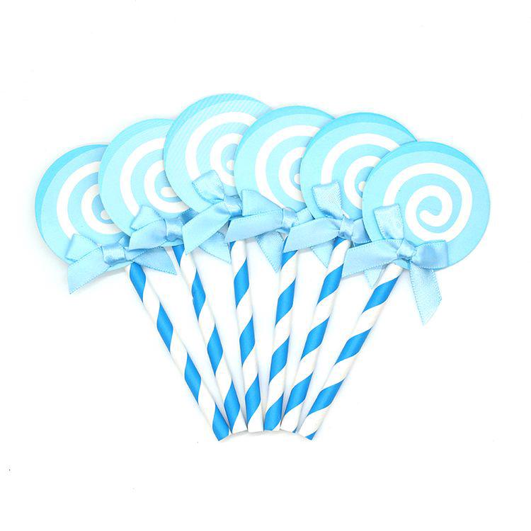 Que cắm kẹo mút xanh (6 que)