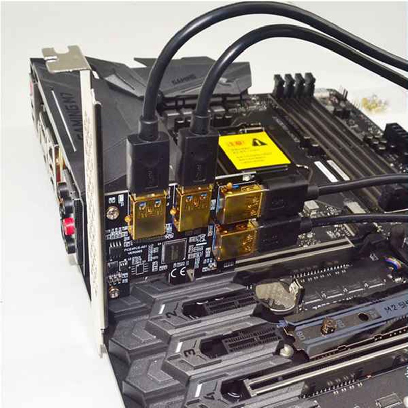 PCIE Riser Card Adapter 4 Ports PCI-E 1 to 4 USB 3.0 Riser Extender for Ethereum ETH/Monero XMR/Zcash for BTC Mining