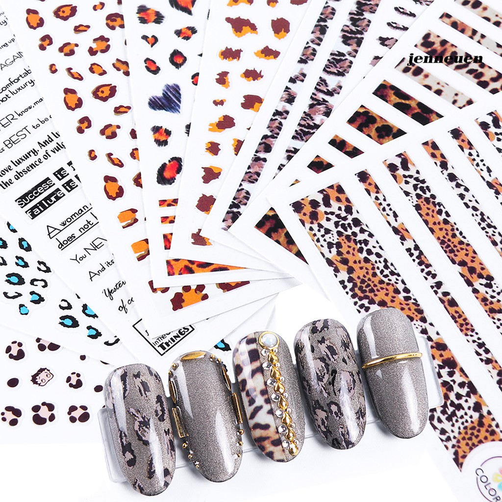 Nhãn Dán Trang Trí Móng Tay Họa Tiết Da Báo Thời Trang Mùa Đông Cá Tính
