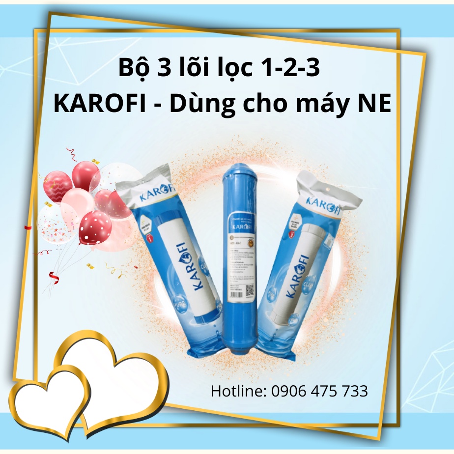 BỘ 3 LÕI LỌC NƯỚ KAROFI SỐ 1,2,3 - LÕI SỐ 2 OCB GẠC NHỎ ( THAY CHO MODEL N-e118 | MODEL N-e119/A | MODEL N-e119/U)