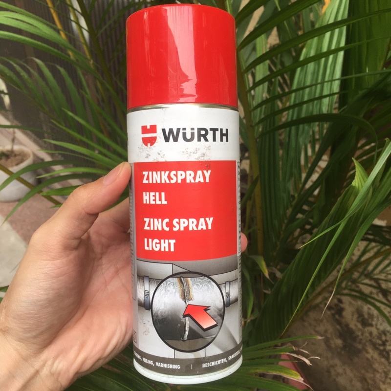 Sơn mạ kẽm ống pô chống rỉ chịu nhiệt Wurth zinc spray 400ml