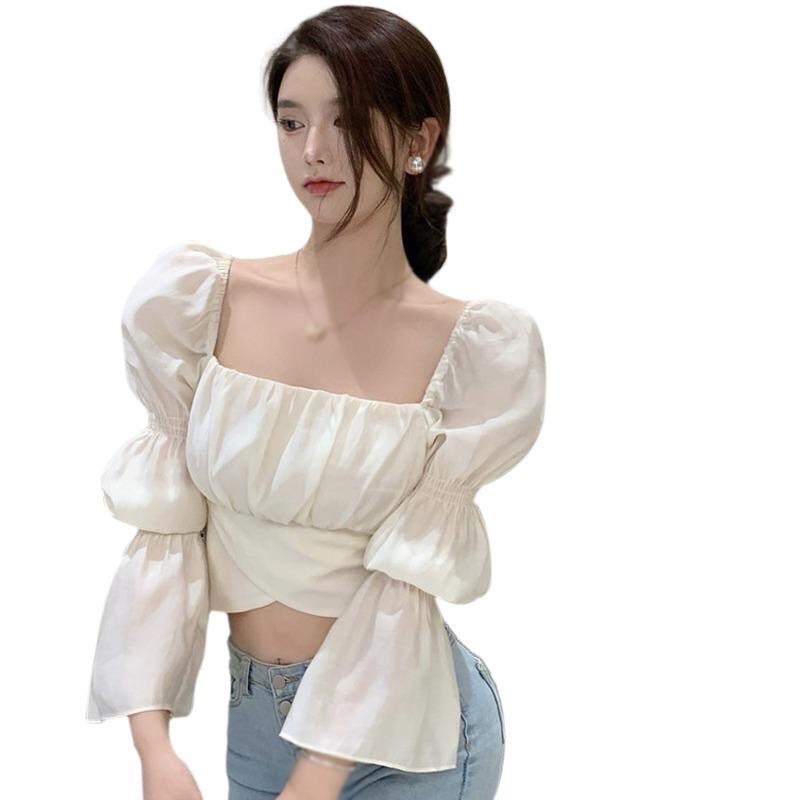 Áo Croptop Cổ Vuông Nhún Tay Nơ Lưng hot lắm ạ 🍃🍃🍃🍃🍃s/k97888