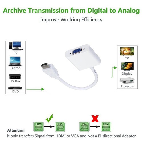 Cáp chuyển đổi HDMI sang VGA HDMI To VGA Adapter - Không có audio