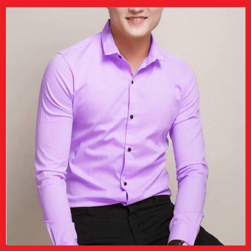 Áo Sơ Mi Nam Trơn màu tím nhạt