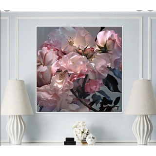 Tranh đơn treo tường canvas dán tường hoa mẫu đơn hồng may mắn tài lộc phong thuỷ trang trí phòng ngủ khách - melyhome