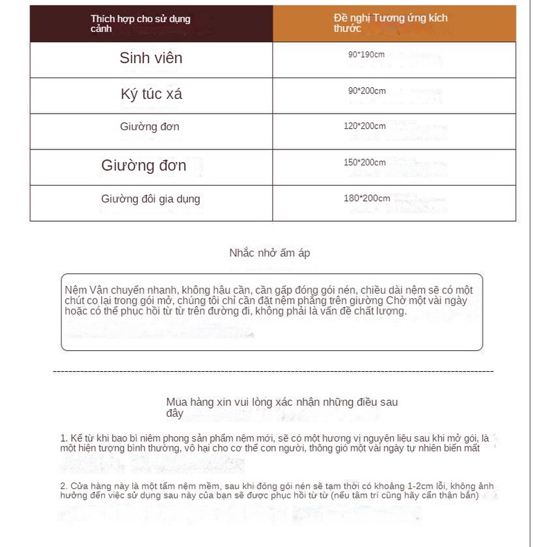 Nệm Trải Giường Đơn / Đôi 0.9m 1.5m Chất Liệu Dày Dặn Cao Cấp
