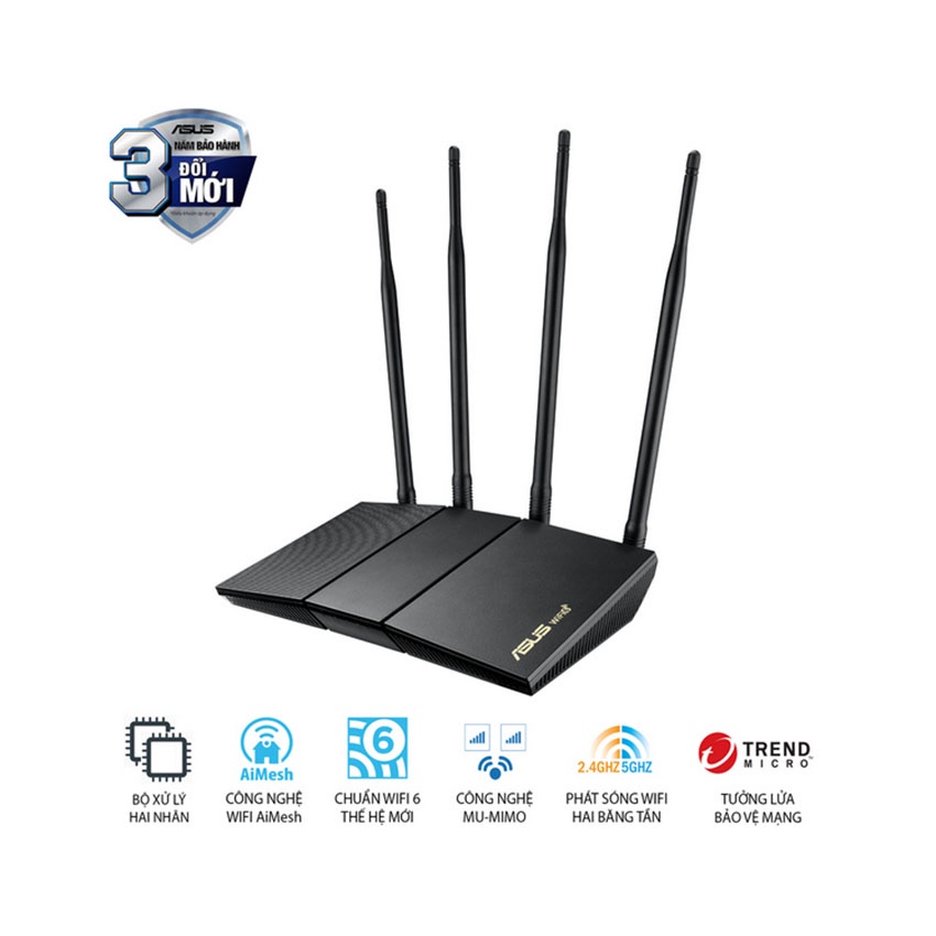 Router WiFi 6 Asus RTAX1800HP chuẩn AX1800 (Xuyên tường) Hàng Chính Hãng