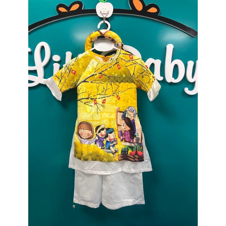Áo dài phối hình gia đình sum vầy LITIBABY size 1/5