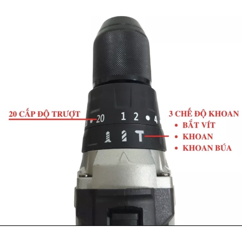 THÂN Máy Khoan Pin Makita De.Walt HTC không chổi than Đầu 13mm Autolock 3 chức năng Có Búa