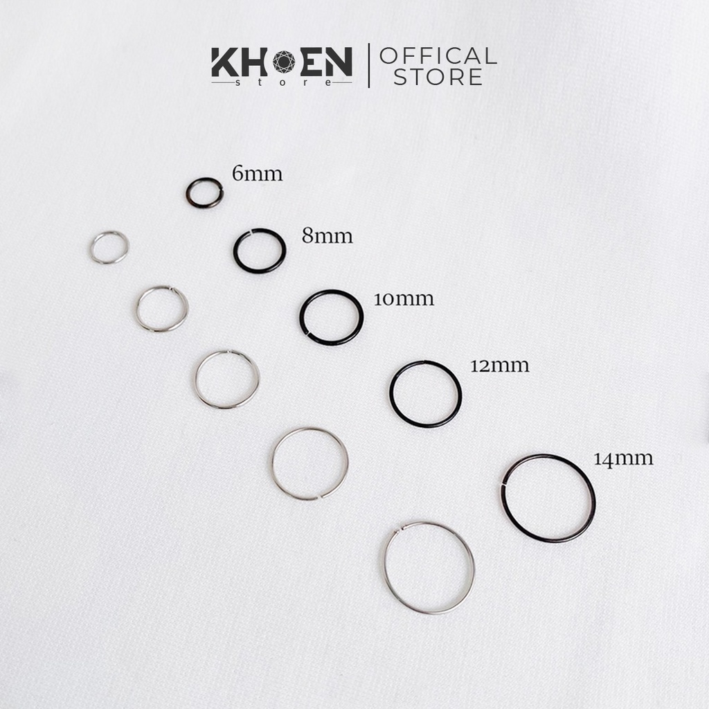 (1 Chiếc) Khuyên tai tròn mỏng vị trí upper lobe, helix, tragus, mũi, môi - Thép không gỉ - Khoen Store