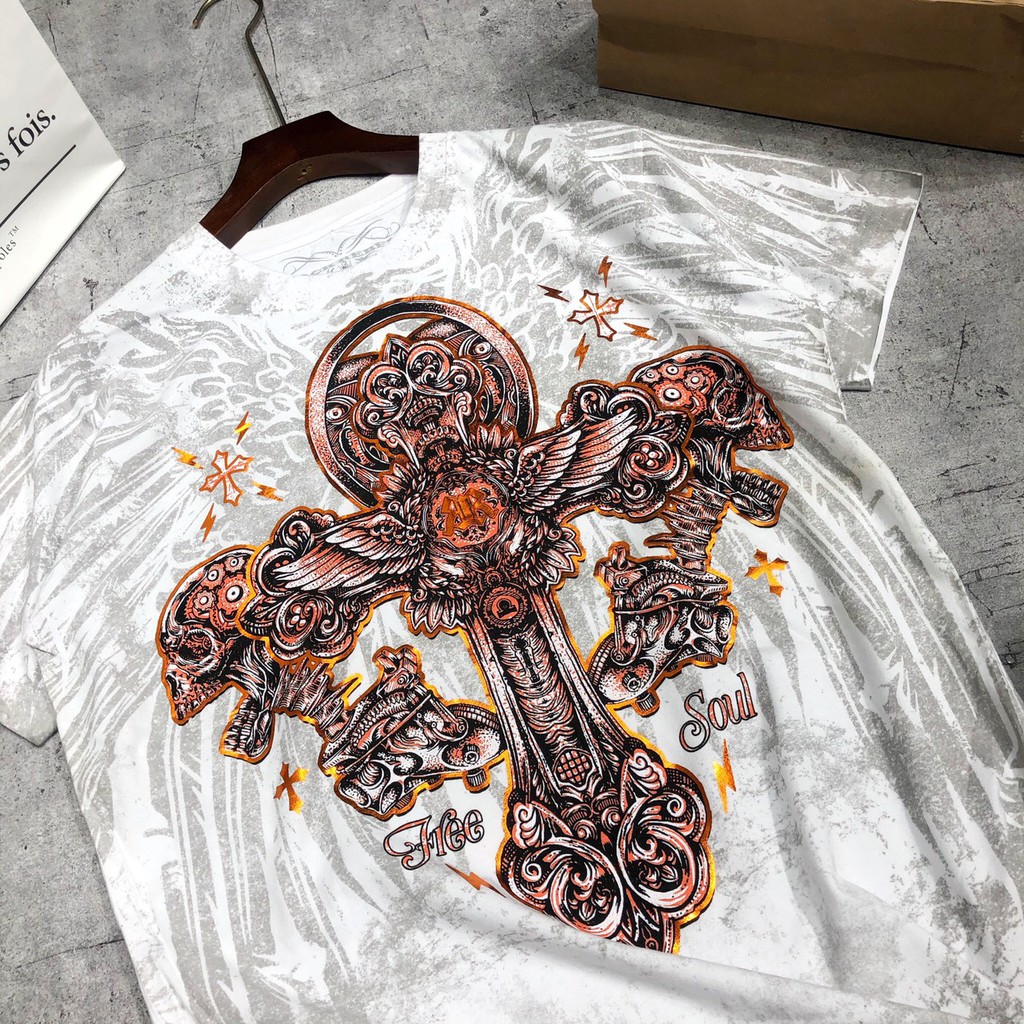 Áo phông nam áo thun bigsize họa tiết KONFLIC DOMINATION ED HARDY cao cấp AHM 55