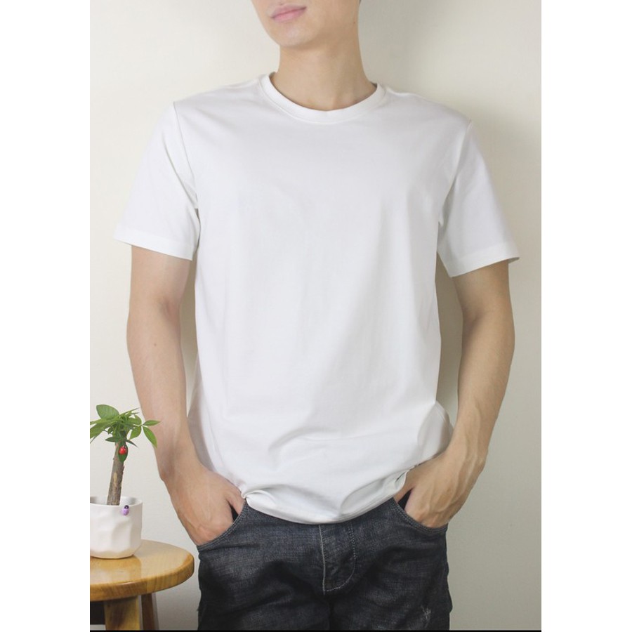 Áo Thun Nam Chất Cotton Màu Trắng Phong Cách Trẻ Trung Vải Đẹp Không Xù Lông Không Bai Gião