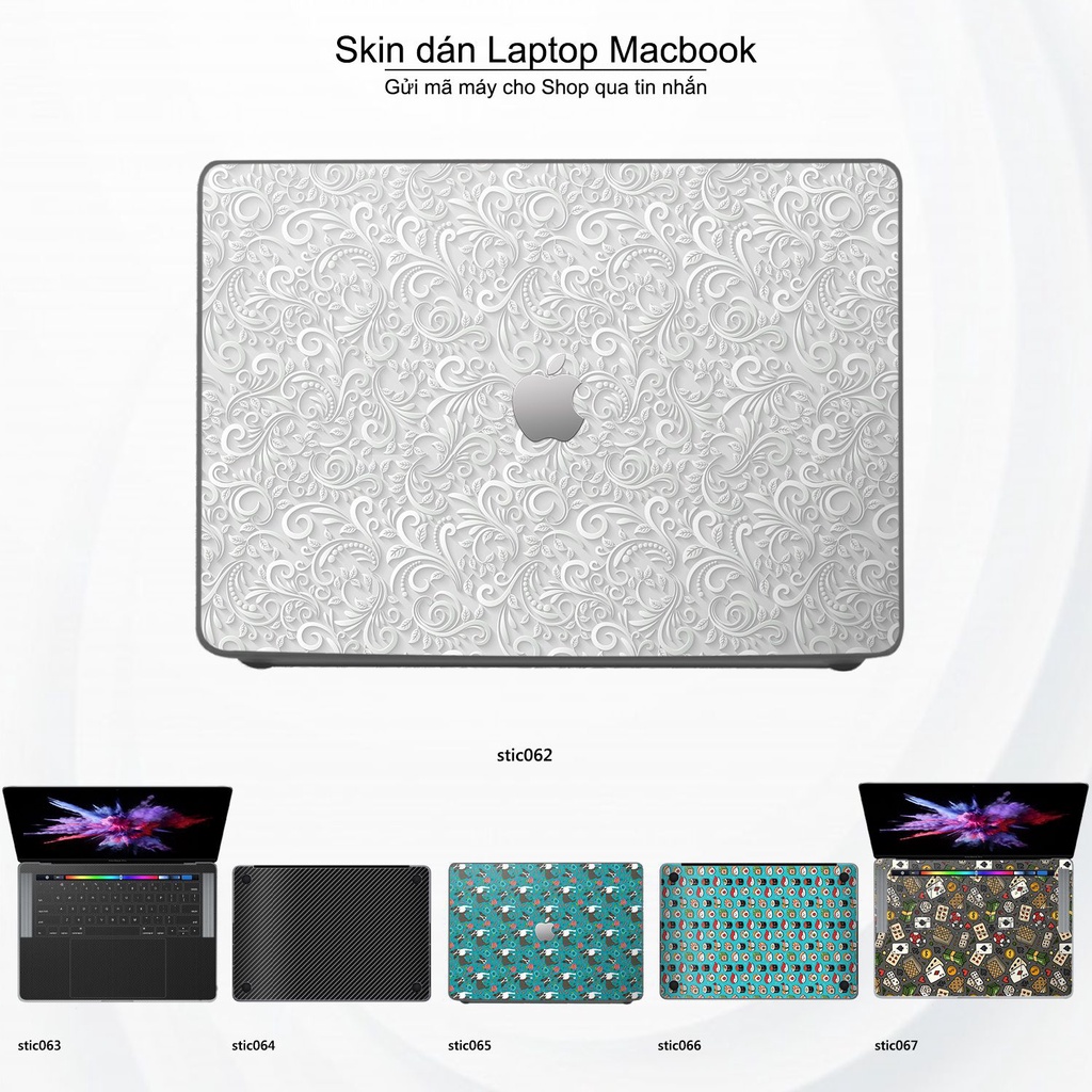 Skin dán Macbook mẫu Hoa văn sticker (đã cắt sẵn, inbox mã máy cho shop)