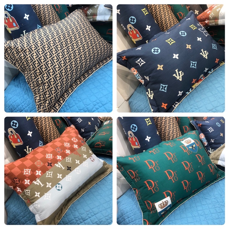 Vỏ Gối Nằm Cotton Lụa Thương Hiệu Cao Cấp 45x65 1 Đôi , Vỏ Gối Nằm Có Lót Bông Khoá Kéo Bình Tập Chăn Ga