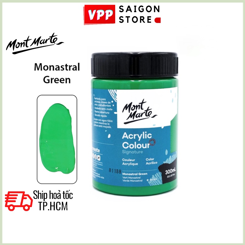 Màu Acrylic Mont Marte 300ml - Monastral Green - Acrylic Colour Paint Signature 300ml (10.1oz) - MSCH3057