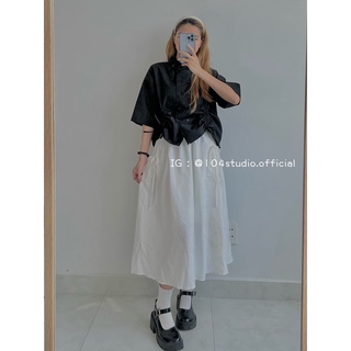 Áo sơ mi tay lửng dây rút