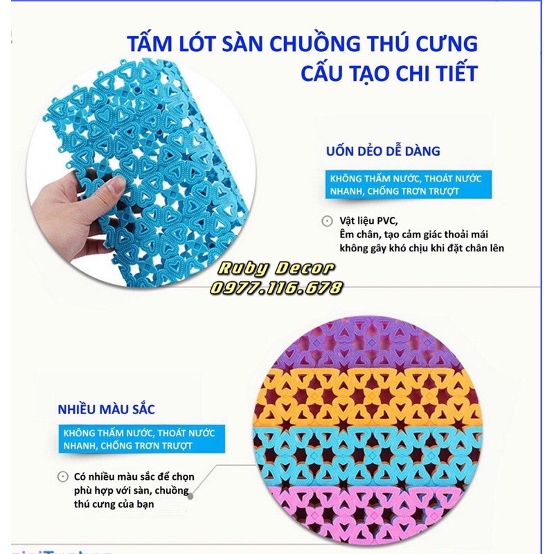 Tấm lót sàn chuồng mèo, chuồng chó bằng nhựa nhiều màu bằng nhựa PVC 20x30cm