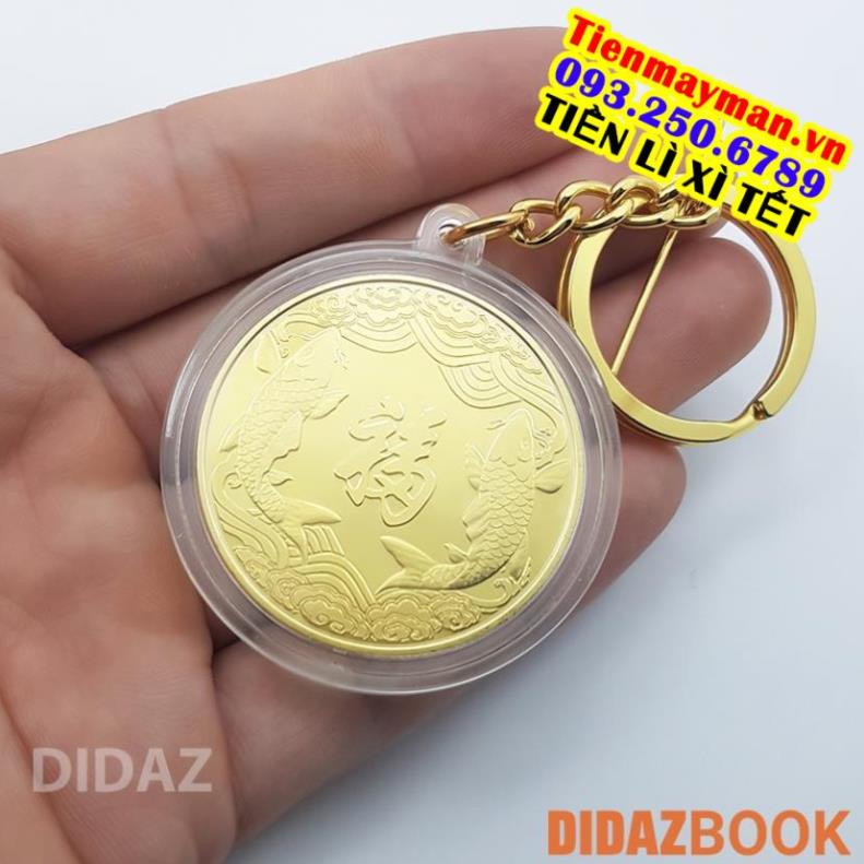 Móc Treo Chìa Khóa xe máy, ô tô, xe hơi Đồng Xu Quan Thế Âm Bồ Tát, cầu bình an, quà tặng ý nghĩa