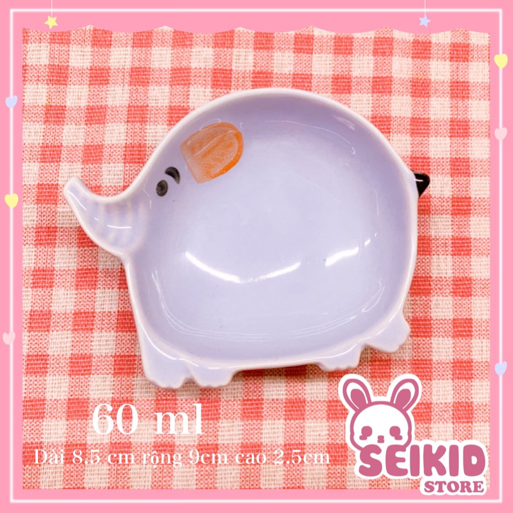 Bát sứ ăn dặm, đựng gia vị xinh xắn hình con voi đủ màu Seikid Store 60ml