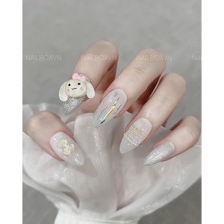 Nail box thỏ nơ trắng