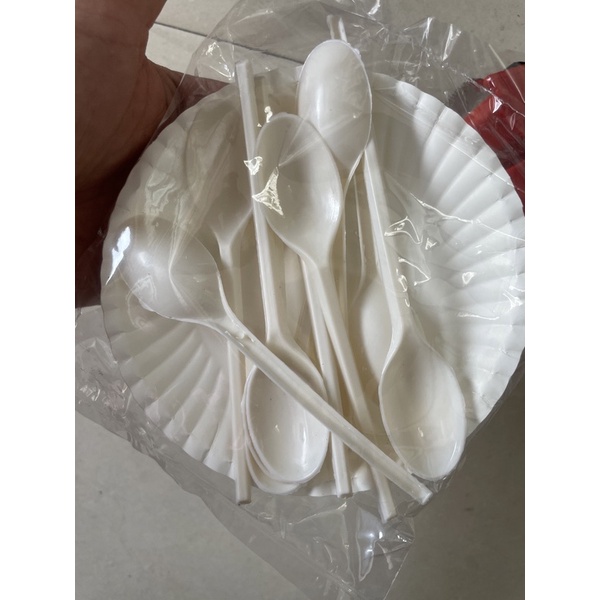 Combo 10 xấp đĩa muỗng ăn bánh kem