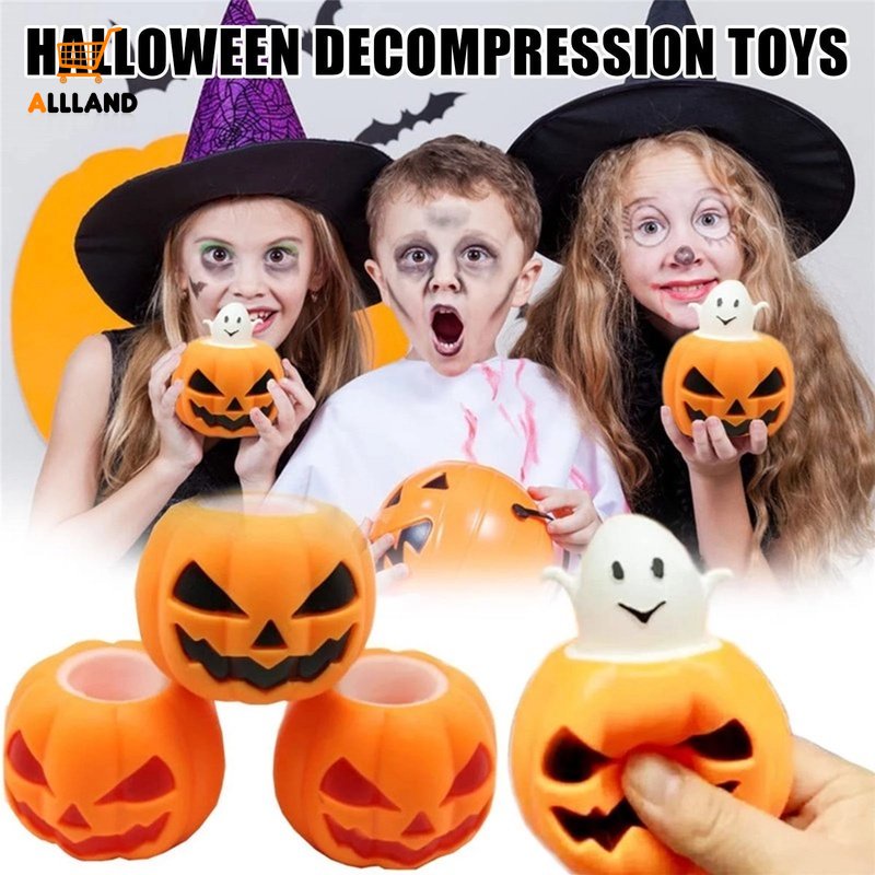 Đồ Chơi Nắn Bóp Hình Quả Bí Ngô Halloween Dễ Thương Vui Nhộn Giảm Căng Thẳng