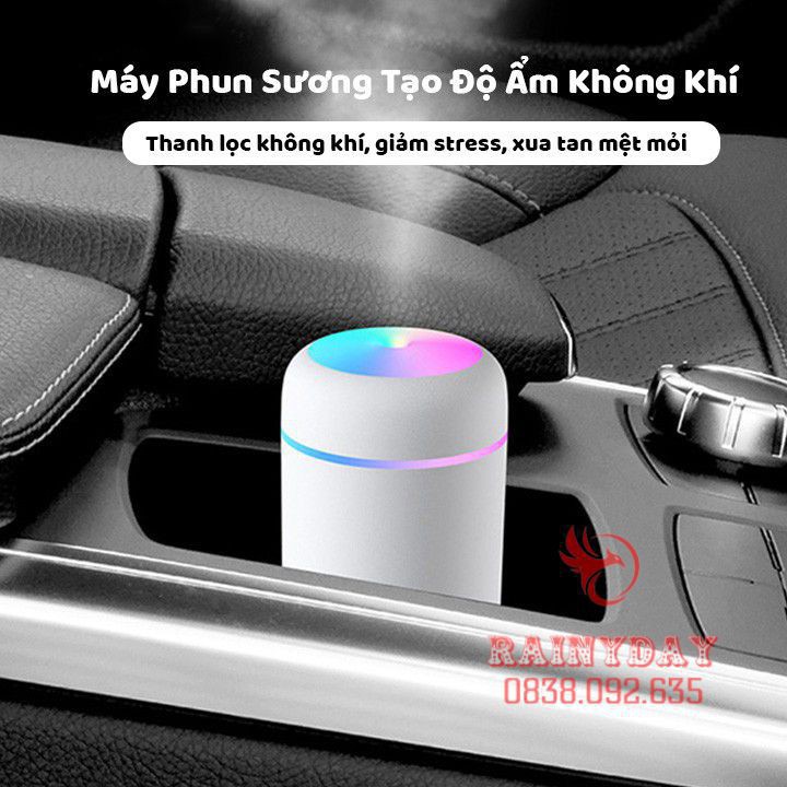 [Hàng Cao Câp] Máy phun sương tạo độ ẩm không khí mini Humidifier cho xe hơi ô tô để phòng usb có đèn led 300ml .