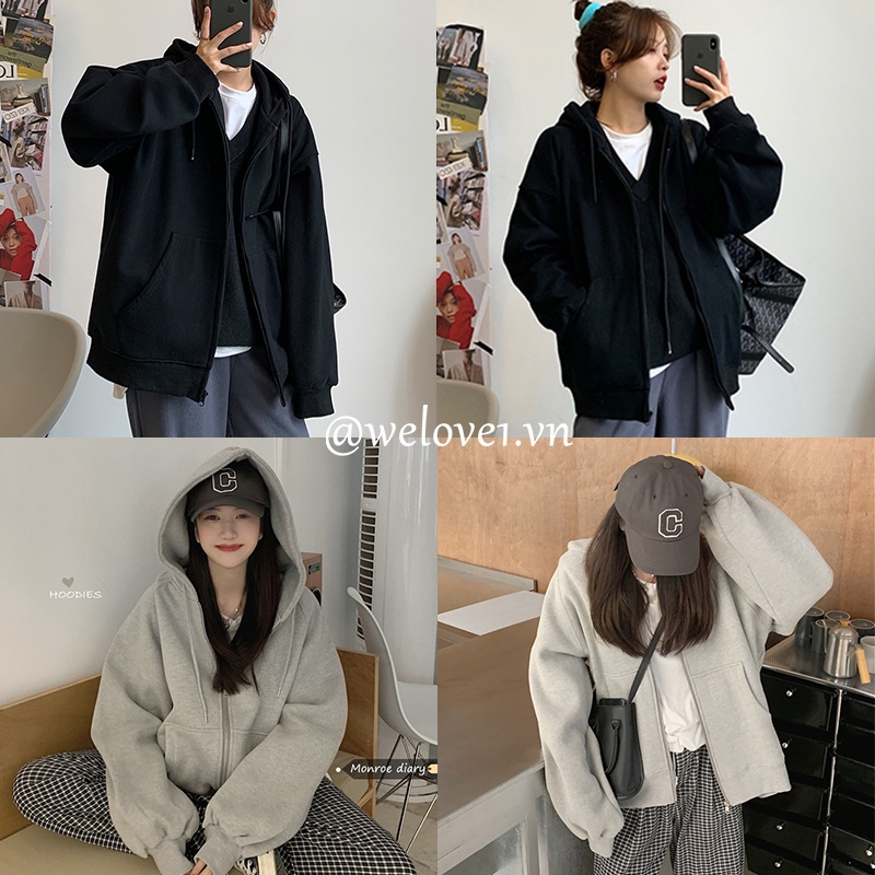 Áo khoác hoodie tùy chọn màu sắc dễ thương phong cách Hàn Quốc