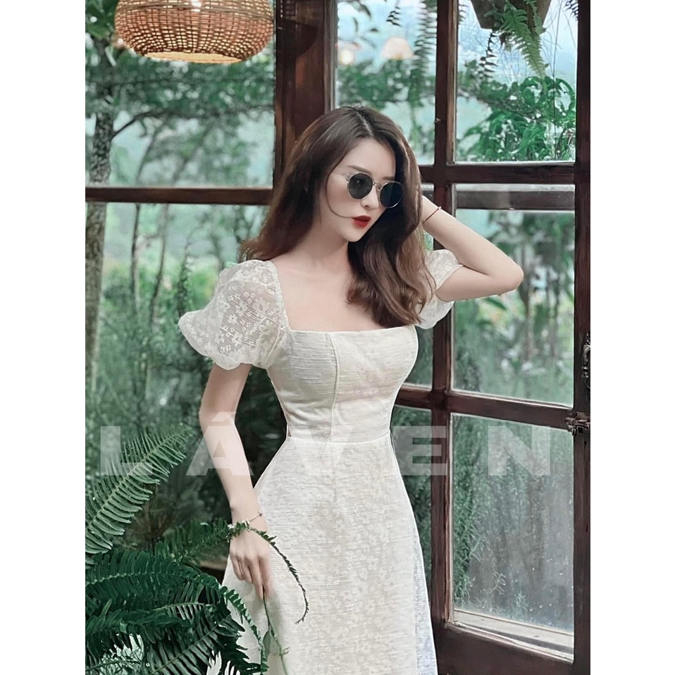 Đầm maxi đi biển ren phồng nổi - Maxi Ngọc Lan