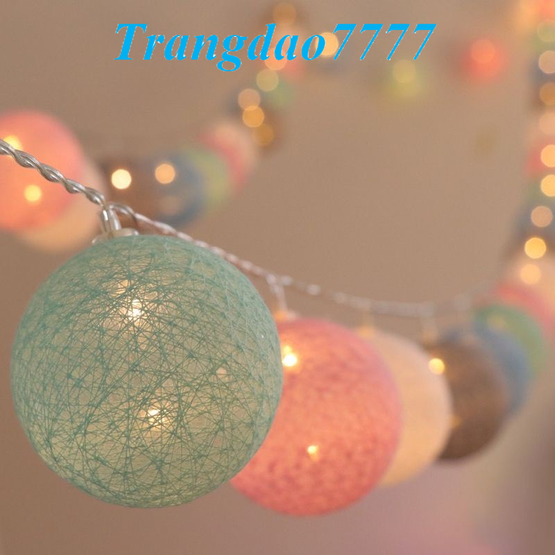 Dài 2 Mét 20 Bóng Đèn Cầu Mây Đèn Led Bóng Tròn Cotton Ball Trang Trí Tiệc Cắm Trại Rẻ Đẹp