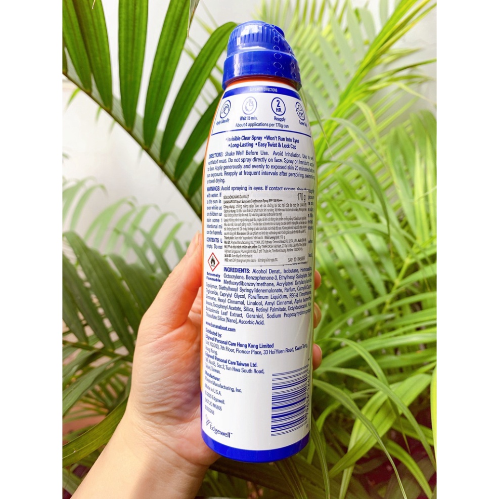 Xịt Chống Nắng Banana Boat Sport ultra Thể Thao SPF100 PA++++ 170G-90ML