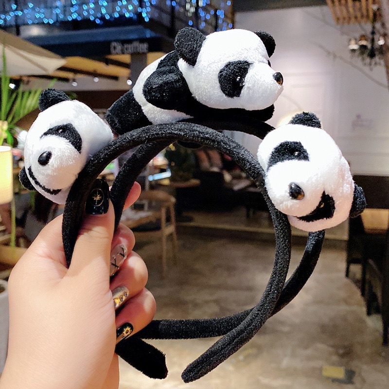 Băng đô cài tóc, bờm tóc hình thú 3D hàn quốc hình gấu trúc