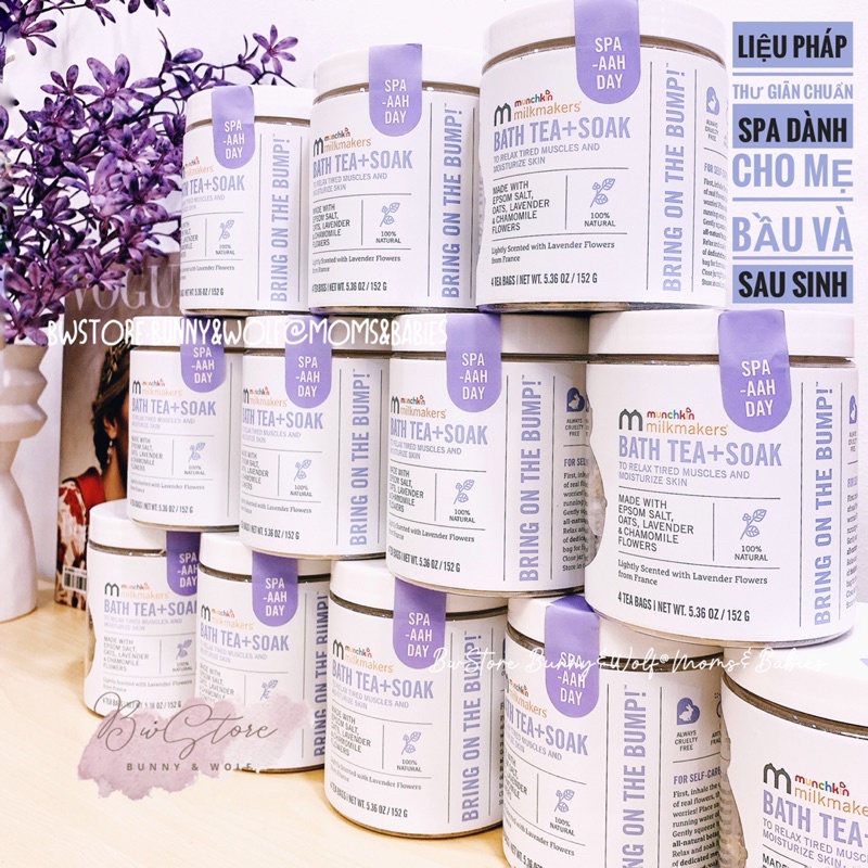 Trà Tắm + Ngâm Chân Thảo Dược Munchkin Milkmakers Bath Tea + Soak cho mẹ bầu và sau sinh