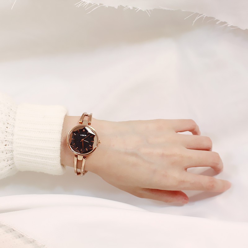 Đồng hồ nữ Viser3 dây thép cao cấp mặt tròn Bán lẻ giá sỉ