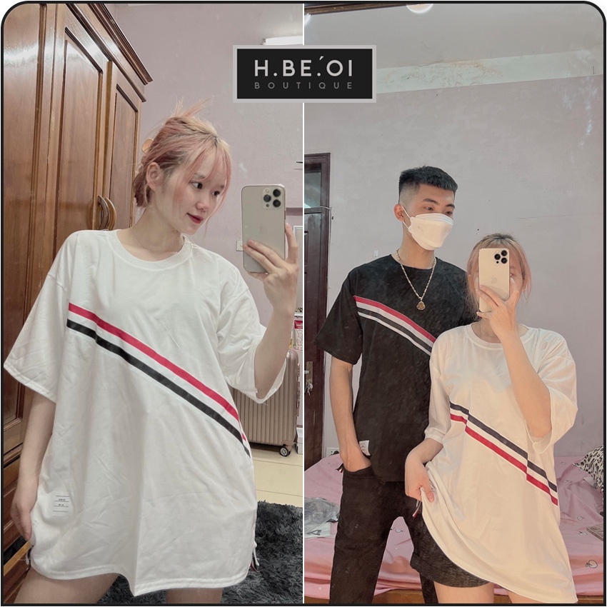 ÁO THOM SỌC CHÉO NAM NỮ UNISEX - Áo Phông Sọc Chéo SC1 Ảnh Thật Video