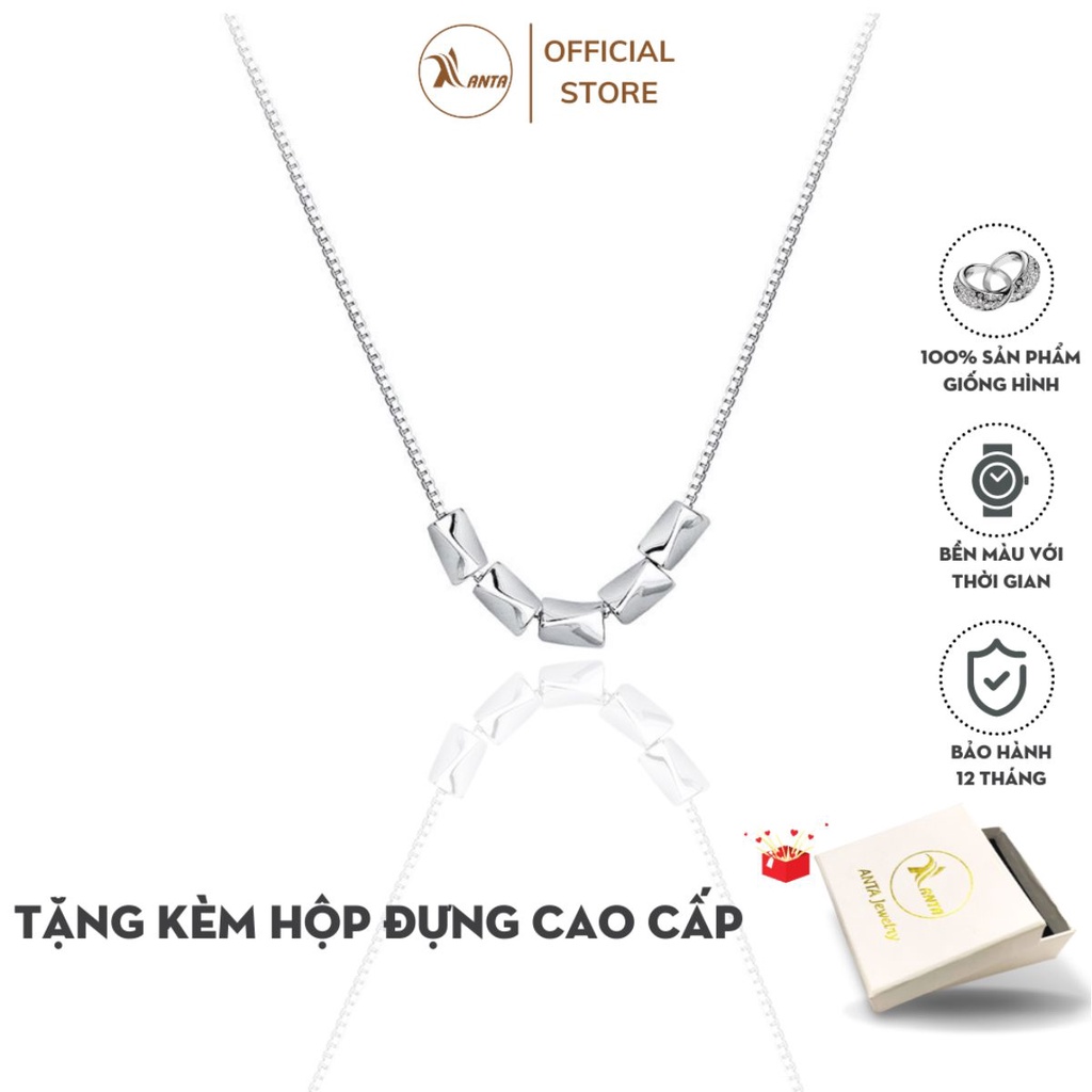 Dây chuyền bạc thiết kế 5 hạt hình ô van vát cạnh sáng đẹp đơn giản tinh tế ANTA Jewelry - ATJ9003