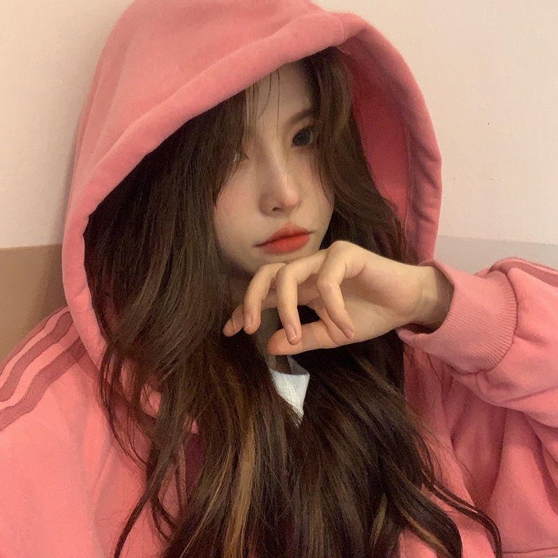 Áo Khoác Hoodie Tay Dài Họa Tiết Kẻ Sọc Thời Trang Thu Đông Mới Cho Nữ