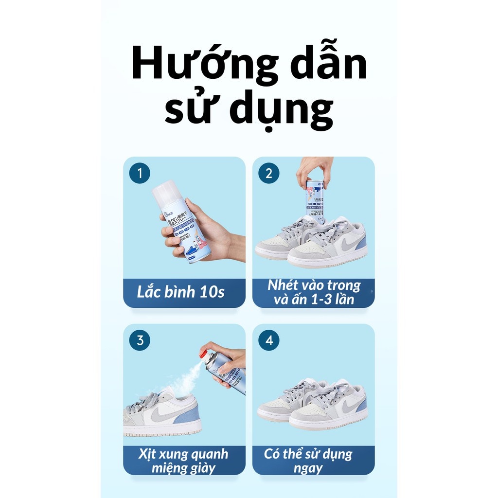 Xịt Khử Mùi Hôi, Khử Khuẩn Giày Dép, Làm Thơm Tủ Giày Công Nghệ Nano Bạc