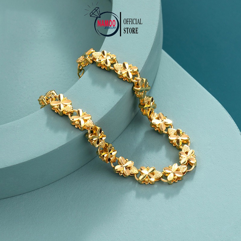 Lắc Tay Vàng Xi Mạ 24k, Vòng Tay Nữ Hoa Mai Có chốt điều chỉnh độ rộng L250 Namo Jewelry