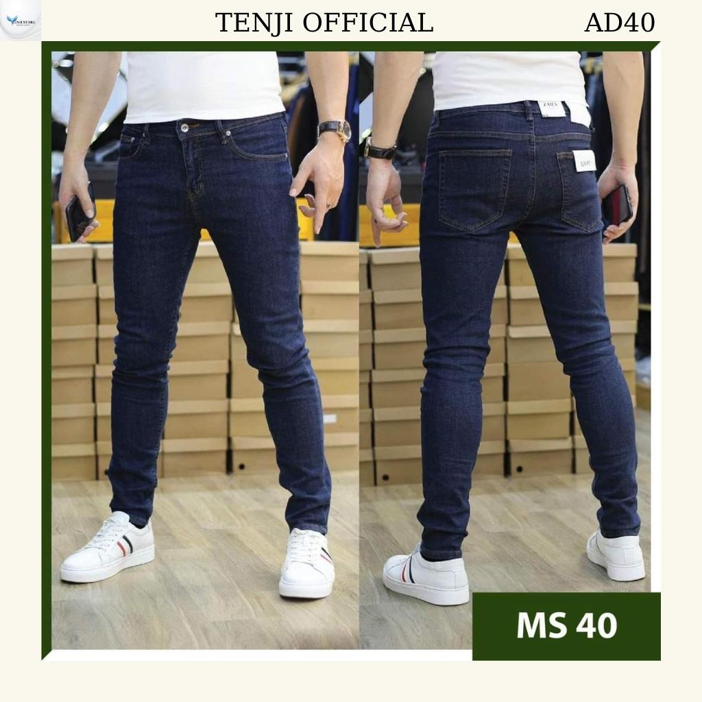 Quần jean nam TENJI QJ76 xanh chất bò họa tiết trơn dáng kinnny size (28 - 32 + 34)