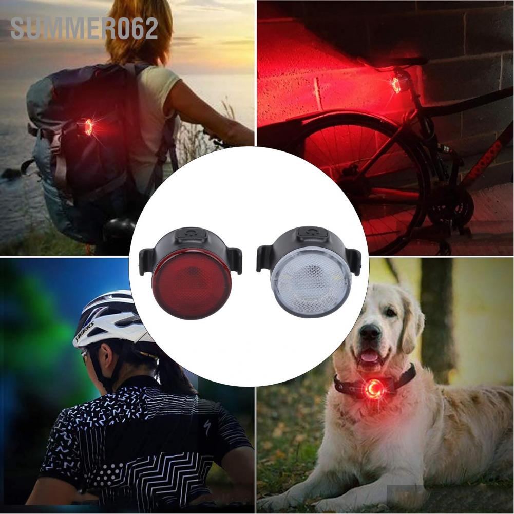 Summer062 Bike Light Set Front Headlight Back Taillight 6 Modes USB Rechargeable Warning Bicycle Lights