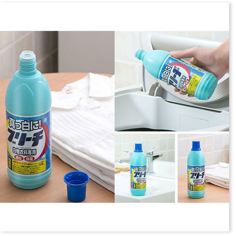 Nước tẩy trắng quần áo 600ml Rocket Nội địa Nhật Bản - dung dịch giặt trắng vải đa năng 1500ml
