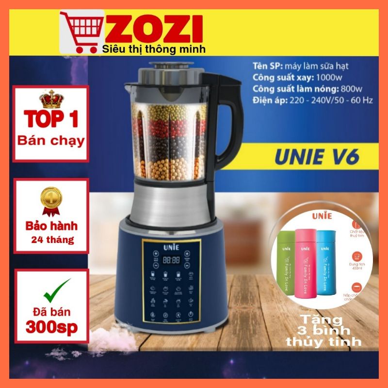 [CHÍNH HÃNG] Máy làm sữa hạt UNIE V6, Máy làm sữa hạt đa năng Cảm ứng điện tử, công nghệ mới chống trào BH 24 tháng